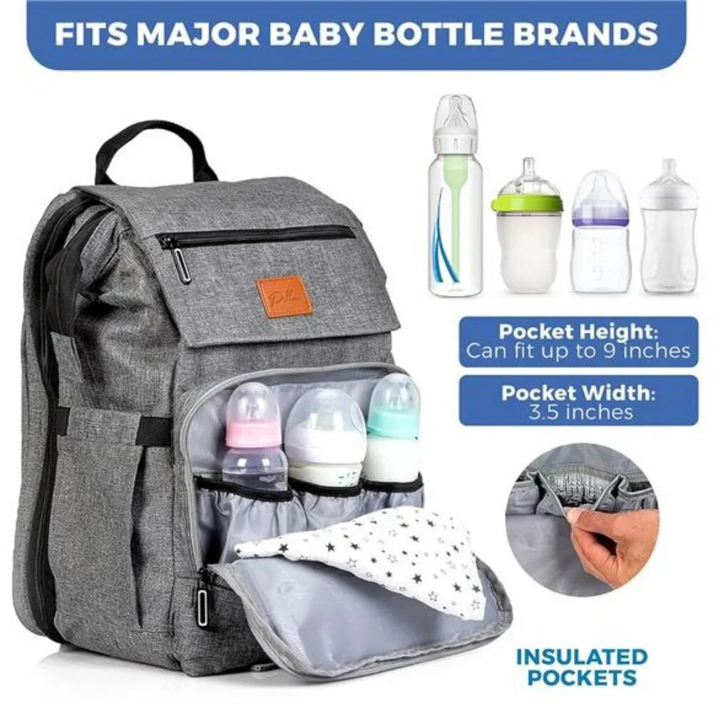 Large Diaper Bag Backpack Baby Travel Bag with Changing Pad Stroller Straps